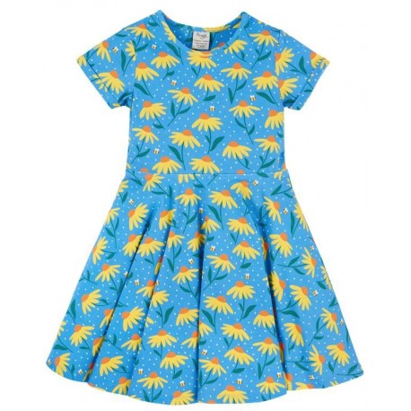 frugi - Bio Kinder Jersey Kleid "Spring" mit Echinacea-Blumen-Allover