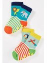 frugi - Bio Baby Stopper Socken Doppelpack mit Jungle-Motiven