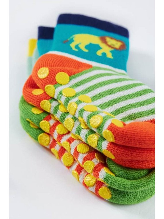 frugi - Bio Baby Stopper Socken Doppelpack mit Jungle-Motiven