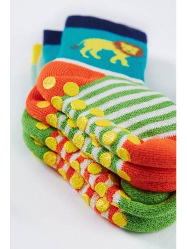 frugi - Bio Baby Stopper Socken Doppelpack mit Jungle-Motiven