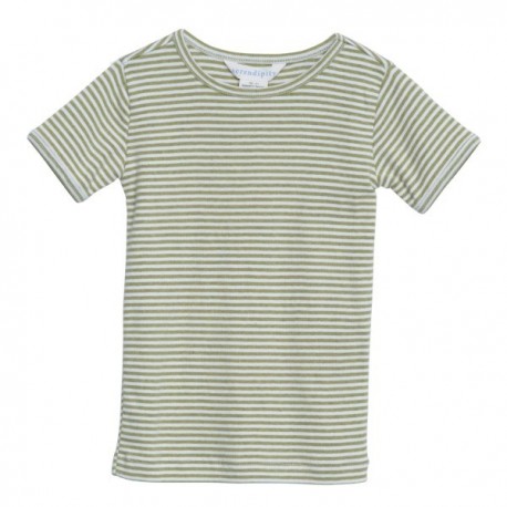 serendipity organics - Bio Kinder T-Shirt mit Streifen, grass/offwhite