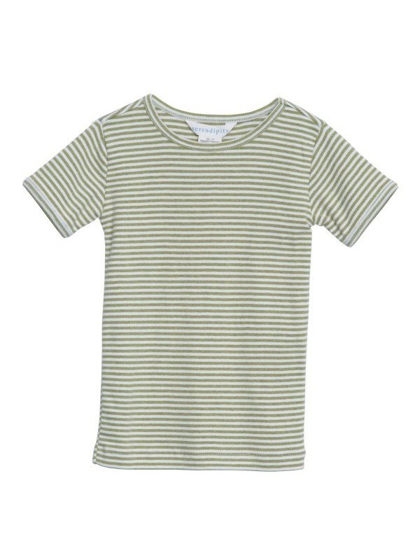serendipity organics - Bio Kinder T-Shirt mit Streifen, grass/offwhite