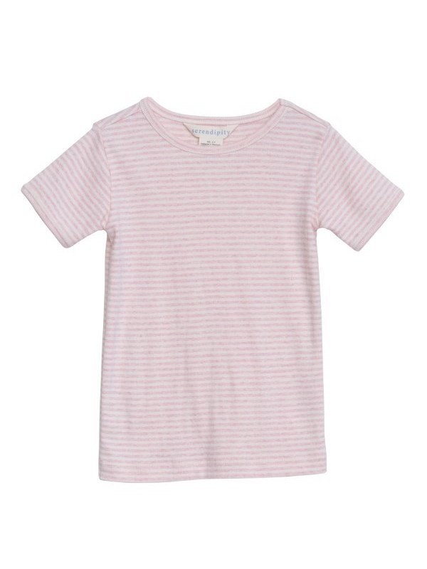 serendipity organics - Bio Kinder T-Shirt mit Streifen, rose/offwhite