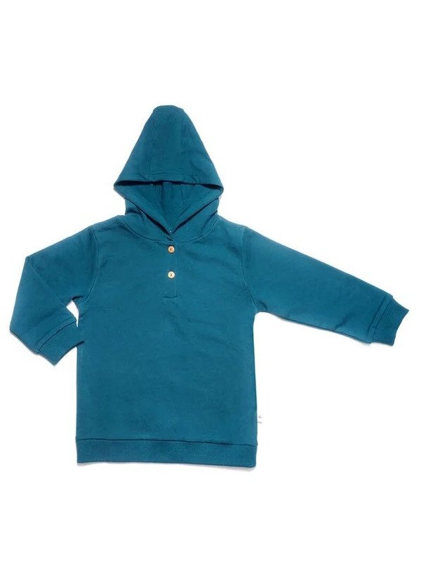 Leela Cotton - Bio Kinder Kapuzenshirt, donaublau