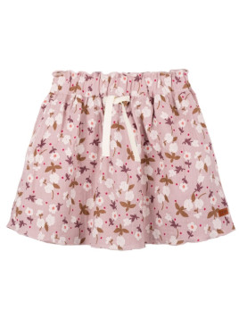 pure pure by BAUER - Bio Kinder Musselin Rock mit Blumen-Druck, pflaume