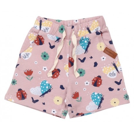 Walkiddy - Bio Kinder Jersey Shorts mit Marienkäfer und Schmetterlingen-Allover