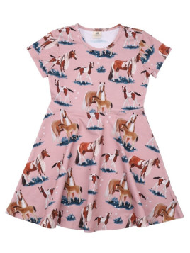 Walkiddy - Bio Kinder Jersey Kleid mit Pferde-Allover