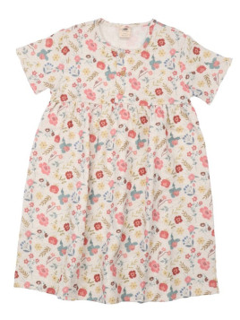 Walkiddy - Bio Kinder Musselin Kleid mit "Flowers & Leaves"-Allover
