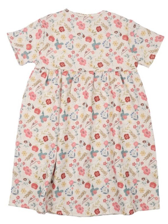 Walkiddy - Bio Kinder Musselin Kleid mit "Flowers & Leaves"-Allover