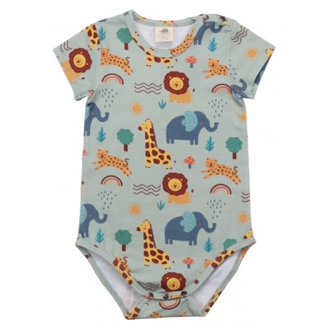 Walkiddy - Bio Baby Body kurzarm mit Safari-Allover