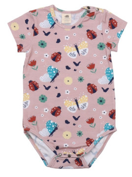 Walkiddy - Bio Baby Body kurzarm mit Marienkäfer und Schmetterlingen-Allover