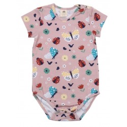 Walkiddy - Bio Baby Body kurzarm mit Marienkäfer und Schmetterlingen-Allover