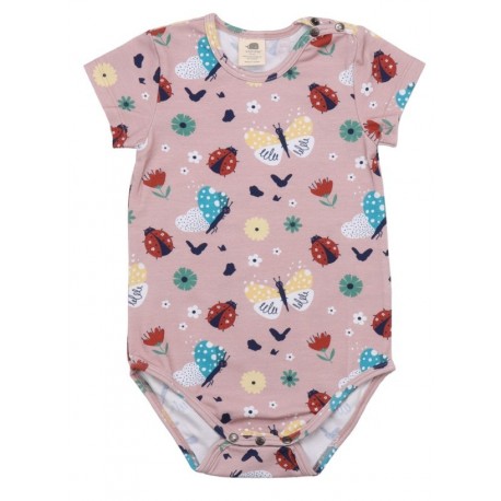 Walkiddy - Bio Baby Body kurzarm mit Marienkäfer und Schmetterlingen-Allover