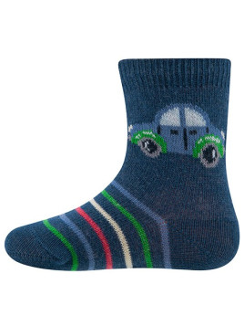 Ewers - Bio Kinder Socken mit Auto-Motiv, marine