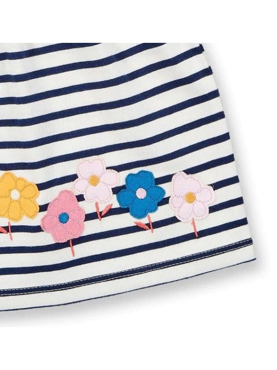 Sense Organics - Bio Baby Tunkia  "Aurora" mit Blumen-Applikation und Streifen
