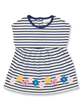Sense Organics - Bio Baby Tunkia  "Aurora" mit Blumen-Applikation und Streifen