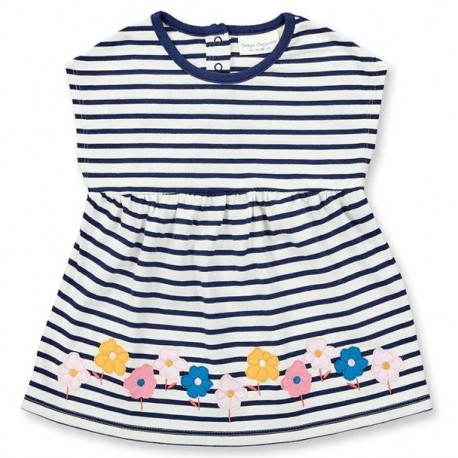 Sense Organics - Bio Baby Tunkia "Aurora" mit Blumen-Applikation und Streifen