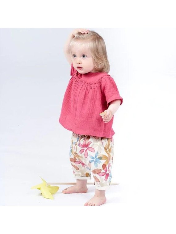 Sense Organics - Bio Baby Musselin Bluse "ASTA", himbeere