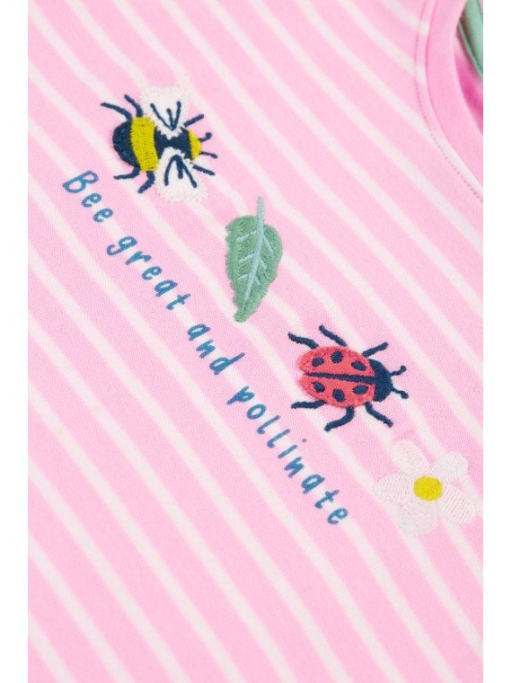 frugi - Bio Kinder T-Shirt "Camille" mit Käfer-Applikationen und Streifen
