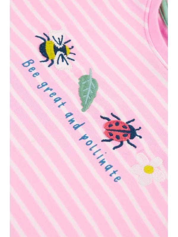 frugi - Bio Kinder T-Shirt "Camille" mit Käfer-Applikationen und Streifen