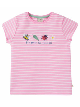 frugi - Bio Kinder T-Shirt "Camille" mit Käfer-Applikationen und Streifen