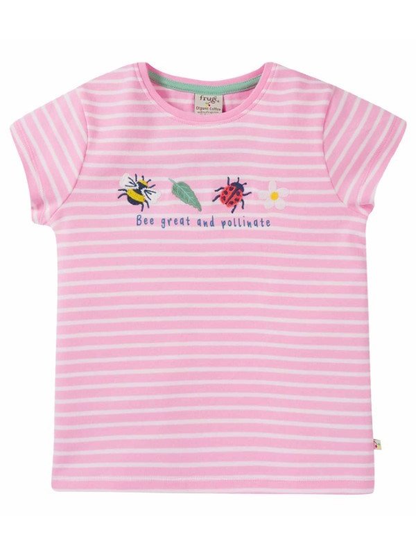 frugi - Bio Kinder T-Shirt "Camille" mit Käfer-Applikationen und Streifen