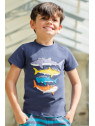 frugi - Bio Kinder T-Shirt "Avery" mit Hai-Applikationen