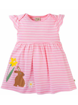 frugi - Bio Kinder Jersey Kleid "Bobby" mit Hasen-Applikation