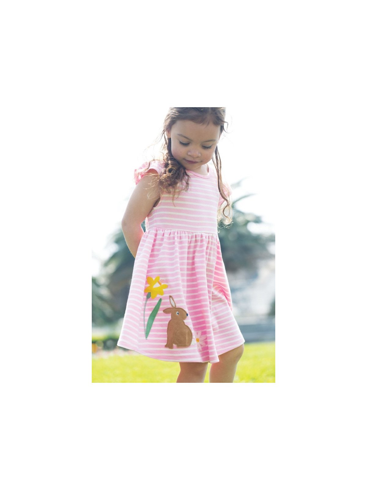 frugi - Bio Kinder Jersey Kleid "Bobby" mit Hasen-Applikation