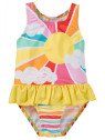 frugi - Kinder Badeanzug "Little Coral" mit Sonnenschein-Motiv und Rüsche