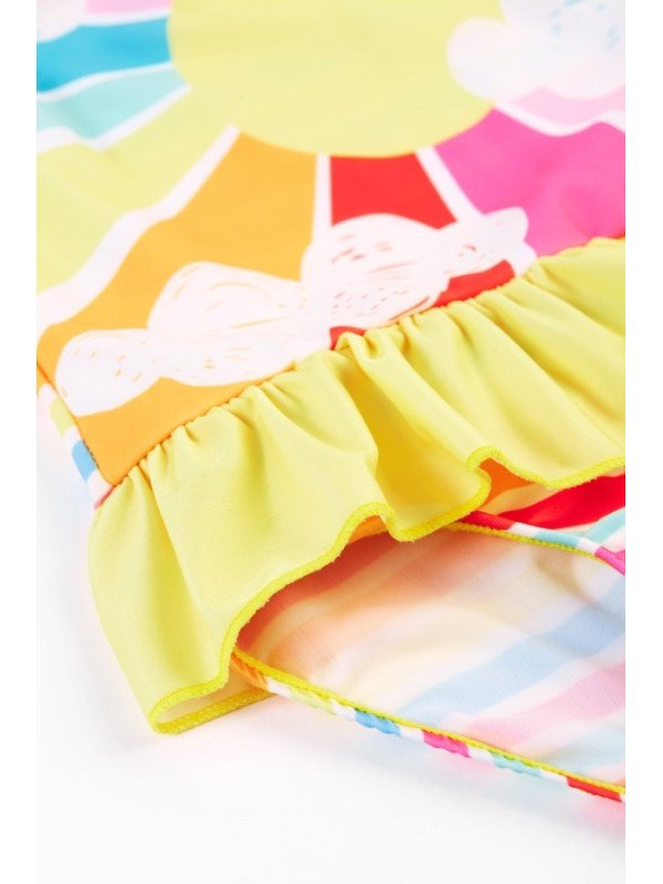 frugi - Kinder Badeanzug "Little Coral" mit Sonnenschein-Motiv und Rüsche