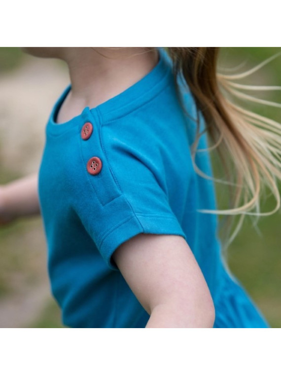 Little Green Radicals - Bio Kinder Jersey Kleid mit U-Boot-Ausschnitt, blau