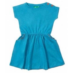 Little Green Radicals - Bio Kinder Jersey Kleid mit U-Boot-Ausschnitt, blau