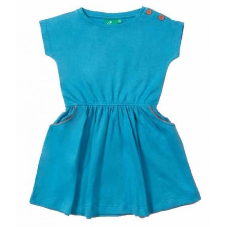 Little Green Radicals - Bio Kinder Jersey Kleid mit U-Boot-Ausschnitt, blau