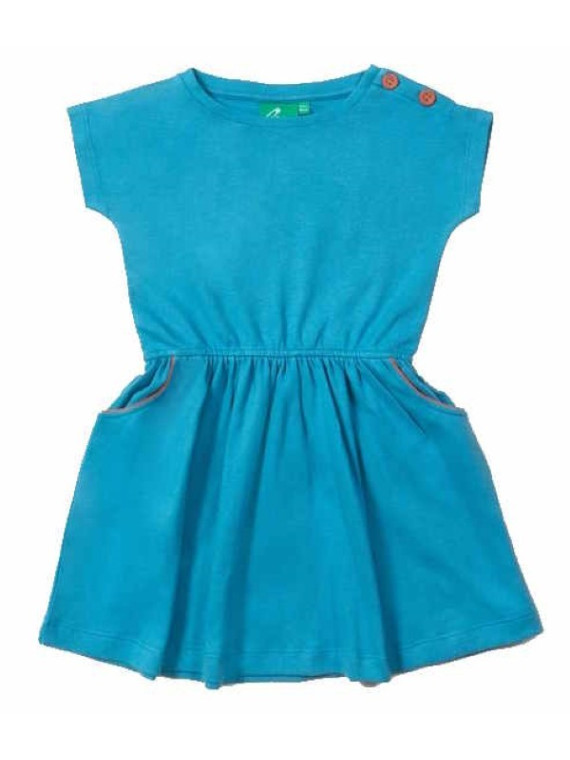 Little Green Radicals - Bio Kinder Jersey Kleid mit U-Boot-Ausschnitt, blau