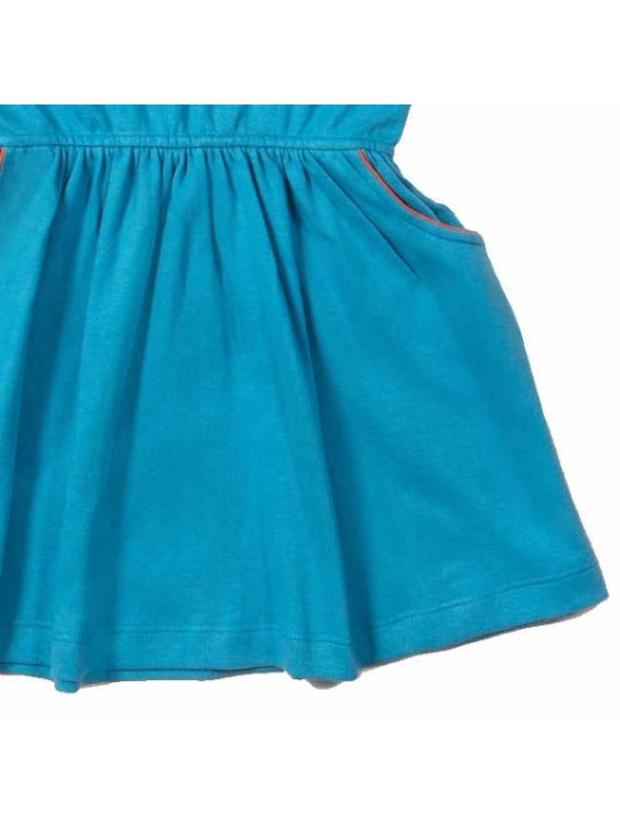Little Green Radicals - Bio Kinder Jersey Kleid mit U-Boot-Ausschnitt, blau