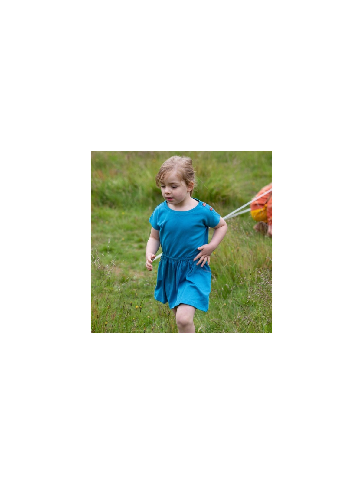 Little Green Radicals - Bio Kinder Jersey Kleid mit U-Boot-Ausschnitt, blau