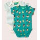 Little Green Radicals - Bio Baby Body Doppelpack kurzarm mit Vogel-Allover und Streifen