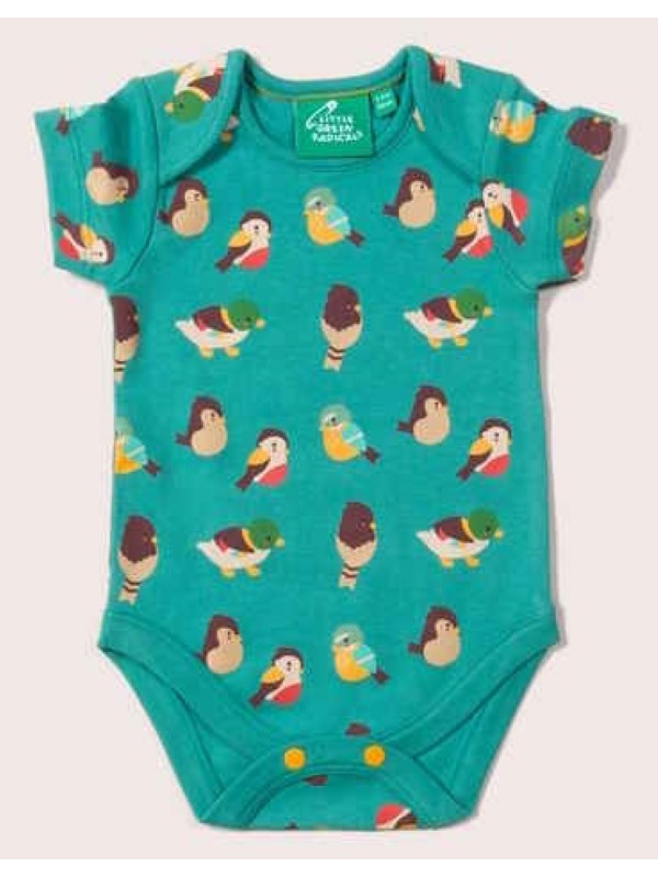 Little Green Radicals - Bio Baby Body Doppelpack kurzarm mit Vogel-Allover und Streifen
