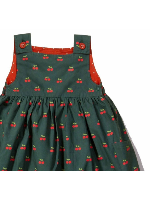 Little Green Radicals - Bio Kinder Wende Kleid mit Kirschen- und Punkte-Allover