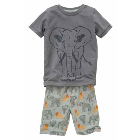 People Wear Organic - Bio Kinder Schlafanzug kurz mit Elefanten-Druck
