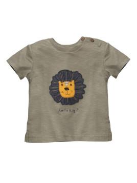 People Wear Organic - Bio Kinder T-Shirt mit Löwen-Applikation und "Am i a king"-Schriftzug