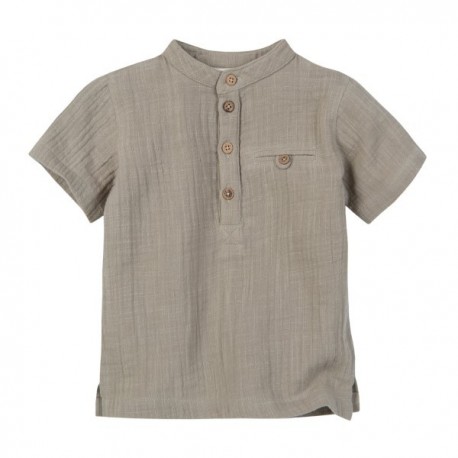 People Wear Organic - Bio Kinder Musselin Hemd kurzarm, grün