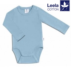 Leela Cotton - Bio Baby Body langarm, taubenblau