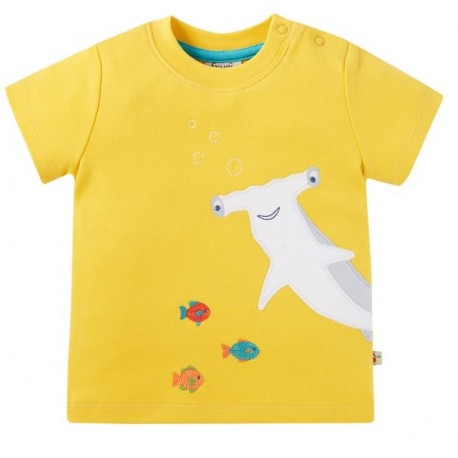 frugi - Bio Kinder T-Shirt "Jaime Applique" mit Hai-Applikation