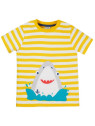 frugi - Bio Kinder T-Shirt "Sid" mit Hai-Applikation und Streifen