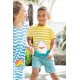 frugi - Bio Kinder T-Shirt "Sid" mit Hai-Applikation und Streifen