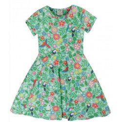 frugi - Bio Kinder Jersey Kleid "Spring" mit Tropischen Vögel-Allover