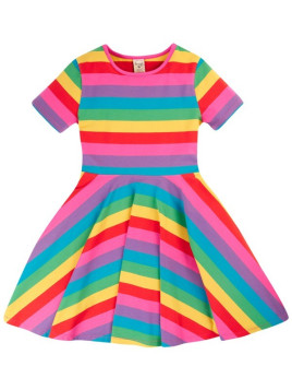 frugi - Bio Kinder Jersey Kleid kurzarm "Sunshine" Regenbogen