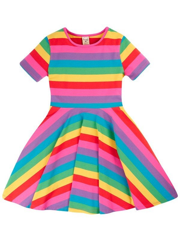 frugi - Bio Kinder Jersey Kleid kurzarm "Sunshine" Regenbogen